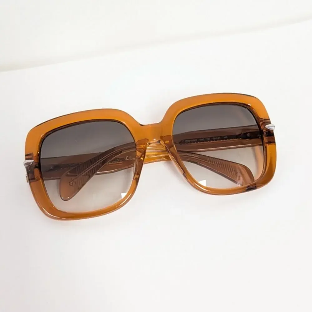 Rag&Bone Fara Sunglasses Unisex Brown Retro Shape Case